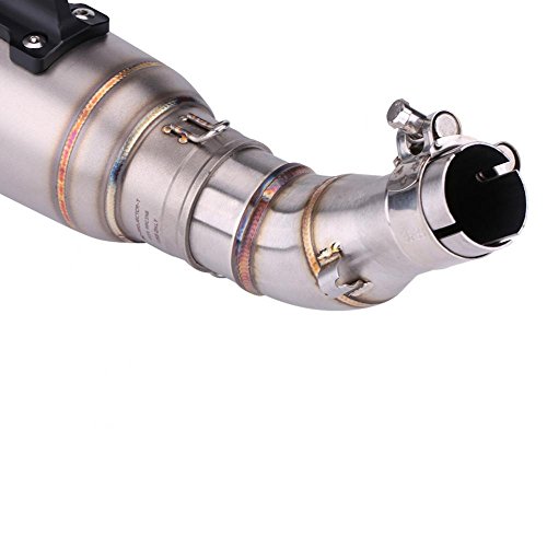 Exhaust Middle Pipe, Stainless Steel Motorcycle Slip On Exhaust Middle Link Pipe Adapter Connector for Yamaha R25 R3 2013-2016 Silver