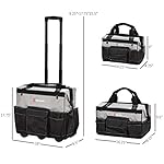 DURHAND-3pcs-Rolling-Mobile-Tool-Bag-Electrician-with-3-Bags-for-OrganizationStorage-and-Adjustable-Carrying-Handle