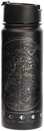 Astronomy Star Chart Stainless Steel Vacuum Flask (Black, Gold &amp; Silver) 18 oz Travel Mug