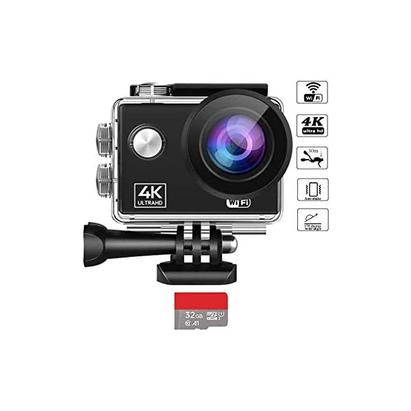 LKNJLL 4K WiFi Sport Action Kamera Ultra HD wasserdichte DV Camcorder 16MP 170 Grad Weitwinkel