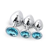 Aybloom 3PCS Stainless Steel with Jewelry Sexy Stimulation Toys for Adult(Light Blue)