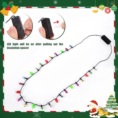 FUTUREPLUSX 2PCS Christmas Light Up Necklaces, Christmas LED Necklace Christmas Costume Accessories for Christmas Party Supplies Accessories