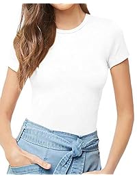 MANGOPOP - Mono de manga corta con cuello redondo para mujer