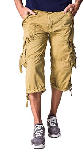 Amoystyle Men's Relaxed Fit Long Cargo Shorts 3/4 Capri Pants 7 Colors