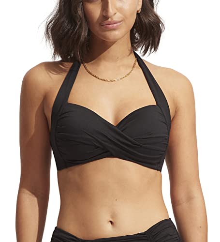 Seafolly Costume da Bagno da Donna con Scollo all'Americana con Coppe morbide, Eco Collective Nero, 44