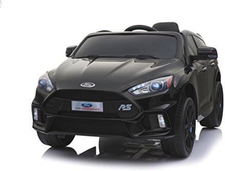 Electric Ride on Car Ford Focus RS, Black Paint, Original Licenced, Battery Powered, Opening Doors, Leather Seat, 2x Engine, 12 V Battery, 2.4 Ghz remote control, Soft EVA wheels, Smooth start