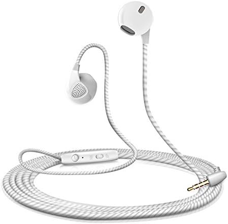 FWCLO In Ear Headphones Wired Earbuds with Microphone In Line Control iPhone Earphones Samsung Galaxy headphones (WHITE)