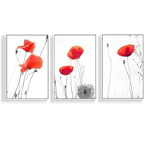 3 Piece Canvas Wall Art for Living Room, Bedroom Green Plants Framed Canvas Prints for Home Decoration Ready to Hang - 16"x24"x3 Panels