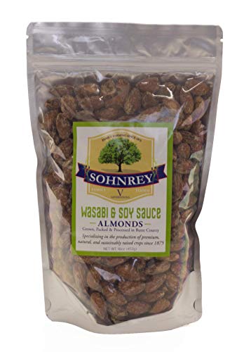 image for Sohnrey Family Foods Wasabi & Soy Sauce Almonds (16oz) Roasted Seasone