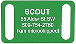 GoTags Pet ID Personalized Slide-On Collar Tags. Silent, No Noise, Custom Engraved Pet ID Tags for Dogs and Cats. Size Medium, Color Green.