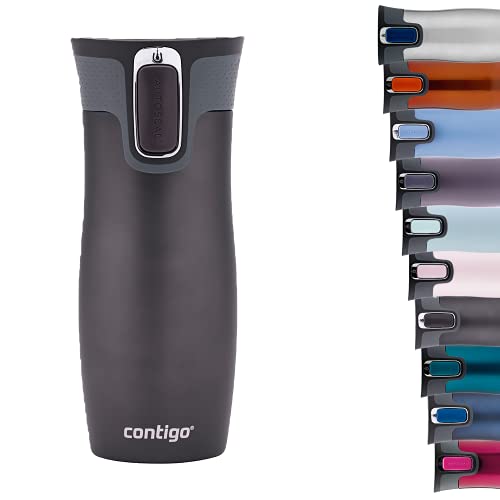 Contigo West Loop Autoseal Thermal Mug Stainless Steel Insulated Mug Coffee Mug To Go BPA free leak proof travel mug with easy clean lid keeps drinks hot for up to 5h 470 ml