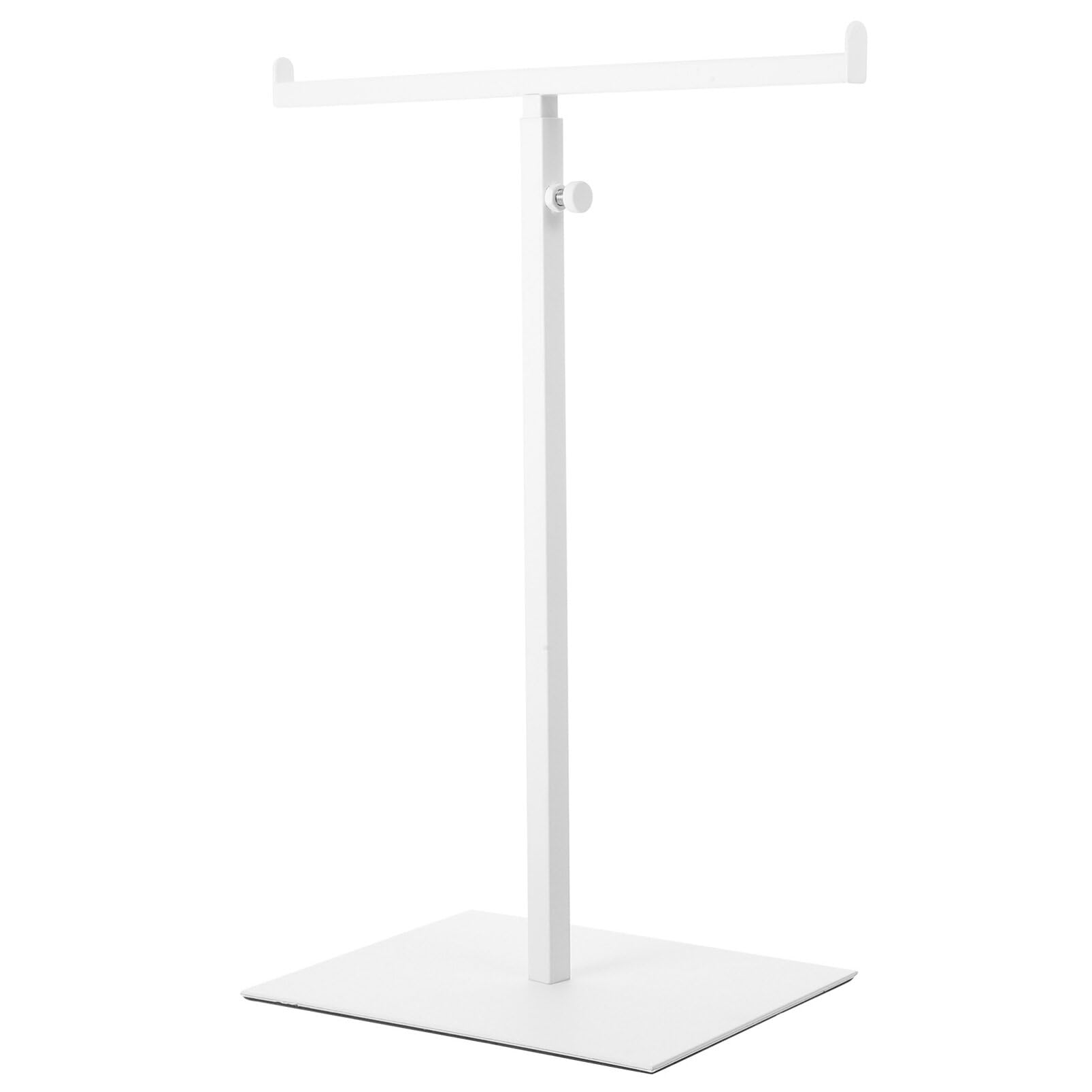 DEARMAMY Adjustable T-Shaped Purse Display Stand Stainless Steel Handbag Holder with Double Hooks for Store and Home Closet Organization