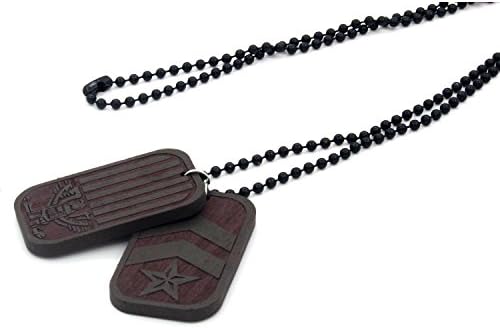 Baoyi Square Military Card Pendant Wooden Hip-hop Pendant Piece Bead Good Wood Style Necklace for Men