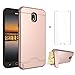 Phone Case for Samsung Galaxy J7 Star J 7 Crown 7J Refine 2018 J7V V 2nd Gen with Tempered Glass Screen Protector Cover Card Holder Wallet Stand Cell Accessories Glaxay Aura S767VL SM J737V Rose Gold