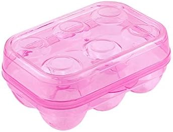 JAMOR 6 Grid Egg Storage Box Refrigerator Crisper Egg Protection Box Portable Egg Carriage Container For Camping Picnic Essential (Pink)