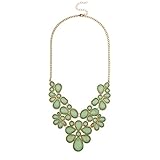 Lux Accessories Mint Green Floral Flower Statement Necklace