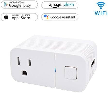 Smart Plug Mini, Wi-Fi Enabled Socket, Compatible with Alexa&amp;Google Assistant, Switch On/Off your Devices from Anywhere, No Hub Required, Timing Function, with USB Port