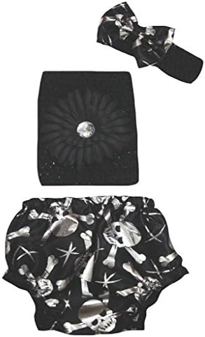 Leaf Sison Black Tube Top Black Silver Skull Bloomer Pantie Baby Outfit Set 3-12m (One Size)