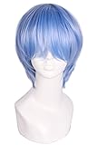 L-email Mens Short Evangelion Cosplay Wig Light Blue