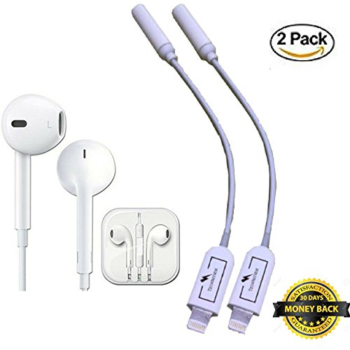Exclusive 2pack Lightning to Jack adapter UPDATED version w/earbuds