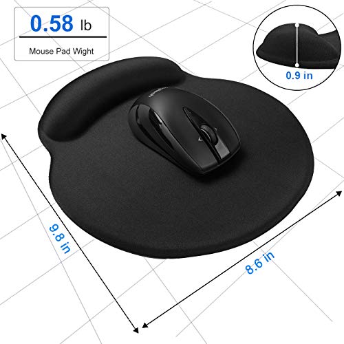 MROCO Ergonomic Mouse Pad with Gel Wrist Rest Comfortable Mouse Pad with Wrist Support, Pain Relief Mousepad with Non-Slip PU Base Mouse Mat for Home, Office & Travel, 9.8 x 8.6 inches, Black