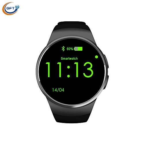 GFT KW18 Sync Notifier Support Sim Card Bluetooth Smart Watches for Android Phone iPhones Waterproof (Black)