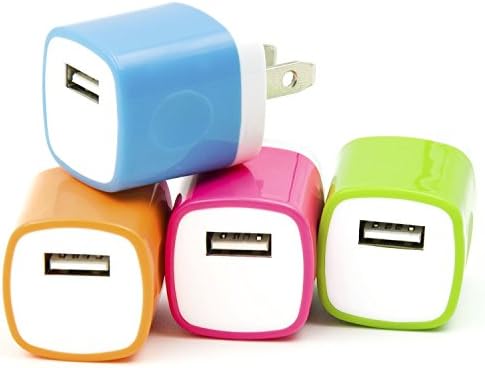 Wall Charger, 4 Pack 2-TONE Universal Portable USB Power Adapter Plug Outlet for iPhone 7 / 6S / Plus, Samsung Galaxy, Motorola, HTC, Other Smartphones