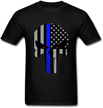 Cinxon Mens 100% Soft Cotton Blue Line The Punisher Logo t-shirt