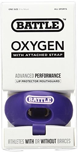 Battle Oxygen Lip Protector Mouthguard with Connected Strap, Purple