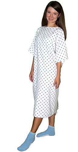 12 Pack - Deluxe Demure Print Hospital Gown/Hospital Patient Gown w/Back Ties