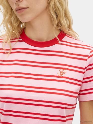 Women's Th Script Reg C-Nk Ss Tee Ww0Ww47809, Pink, XS