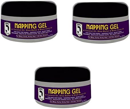 [ PACK OF 3] NAPPY BEARD STYLE GEL W Coconut, Shea Butter, Black Castor 8ounce ea