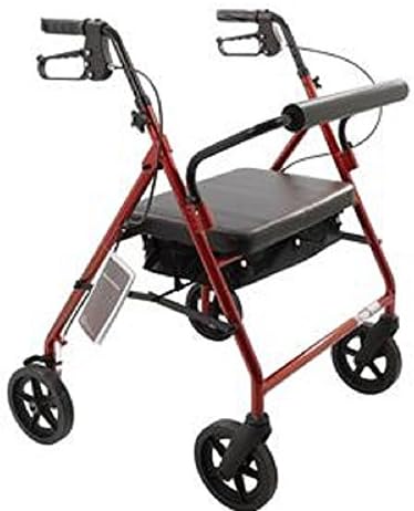 Bariatric Rollator Walker Heavy Duty with Large Padded Seat up to 400 Lb Capacity With 8" wheels (Burgundy)