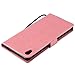 Xperia XA Ultra Case, Linkertech [Card Slots & Wrist Strap] PU Leather Wallet Flip Pouch Case with Foldable Cover and Kickstand Feature for Sony Xperia XA Ultra / Xperia C6 (Pink)