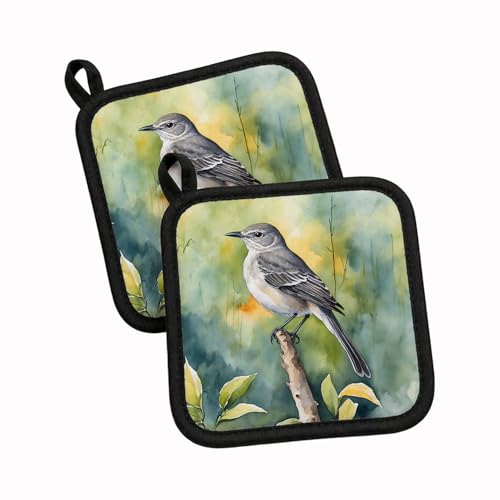 Caroline's Treasures Florida Northern Mockingbird Pair of Pot Holders Kitchen H…