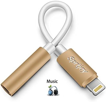 Sprtjoy 3.5 mm Audio DC Jack Lightning Port Adapter Headphone Earphone Interface Connector Converter Cables For IOS Devices iPad iPod iPhone 7 7 Plus 6 6s Plus (Gold)