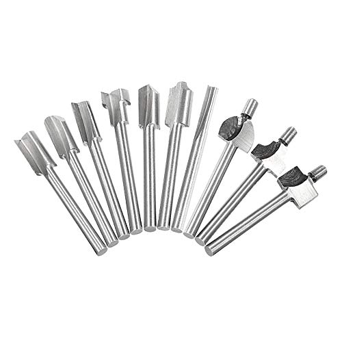 Saiper 10pcs HSS Carpentry Router Bits 1/8 Inch(3mm) Shank Engraving Bits Fit for Dremel Foredom Rotary Tools Set for Edge Grooving Wood Deburring Engraving and Milling - Thumbnail 7