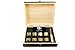 Whiskey Stones - Set of 8 Titanium Gold Plated Stainless Steel Chilling Rocks Stored In A Premium Handmade Quality Wood Gift Box - Velvet Freezing Bag And Tong Included