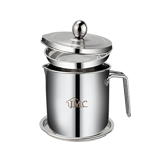 Oil Storage Grease Keeper, Grease Strainer Pot Grease Container with Mesh Strainer Jumbo Grease Can Stainless 1.7 L