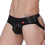 Igeon Men's Leather Like Backless Underwear Fetish Jockstrap Bikini Swimwear (Large(fit waistline 29.0-39.5 inch))