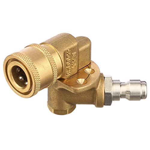 Tool Daily Quick Connecting Pivoting Coupler for Pressure Washer Nozzle, Cleaning Hard to Reach Areas, 4500 PSI, 1/4 Inch, Updated 90 Degree
