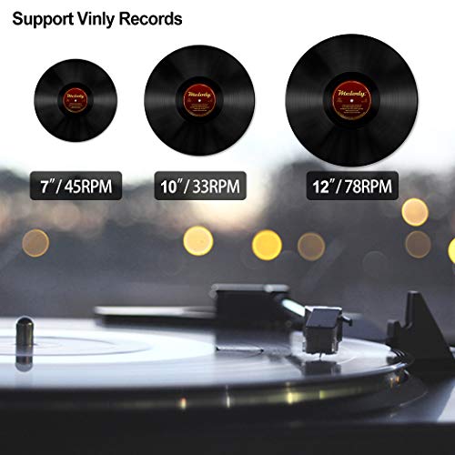 GOODNEW Vinyl Record Player Turntable, Built in Speakers, Support Headphone & RCA Outputand AUX (3.5mm) Input Jack & Bluetooth Connection