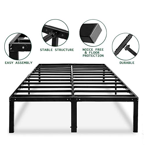 HAAGEEP King Platform Bed Frame with Storage 14 Inch Metal Beds Frames
