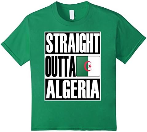 Kids Straight Outta Algeria Gift Flag T-Shirt 4 Kelly Green