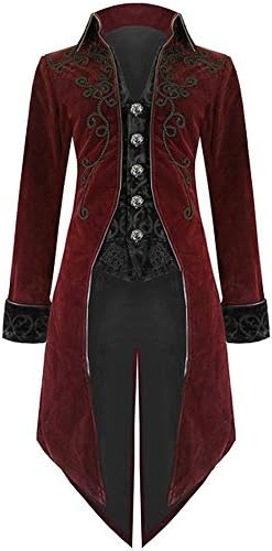LisYOU F Mens Tailcoat Jacket Button Long High-Neck Uniform Costume Praty Outwear Coat
