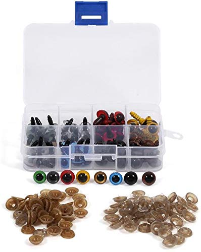 PuppetPlush Animal(10mm), 80Pcs 8 Color 10MM 12MM Plastic Safety Eyes with Washers Colorful Plastic Safety Eyes Craft Eyes for Doll for Doll, Puppet, Plush Animal(10mm) Handcraft Materials
