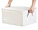 Storage Bin with Lid and Cotton Rope Handles, Stackable and Foldable Storage Baskets with Lid, Mixing of Beige, White & Ivory