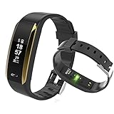 Fitness Tracker, KINGBERWI Heart Rate Monitor Activity Tracker, IP67 Waterproof Smart Bracelet Bluetooth Wristband Blood Pressure Watch with Sleep Monitor for Kids Girls Men Android iPhone (Black)