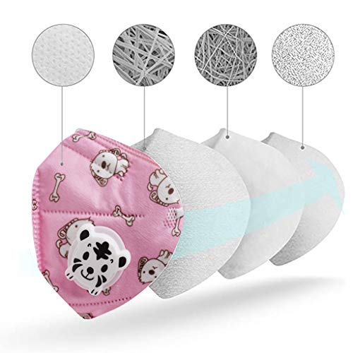 Jizvestia 7pcs 5 Ply Facial Bandanas for kids Filtration>95% with Breathing valve