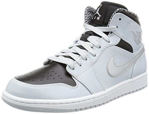 Nike Jordan Men's Air Jordan 1 Mid PR Pltnm/White Mtllc Slvr Blk Basketball Shoe 8.5 Men US